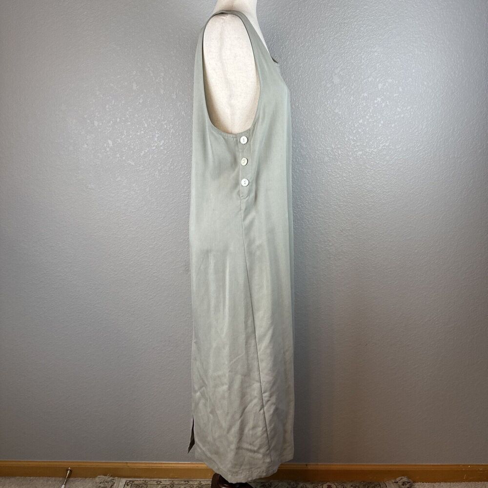Talbots Vintage 90s Minimalist Jumper Sleeveless Dress Size M Khaki 100% Tencel - Picture 7 of 9